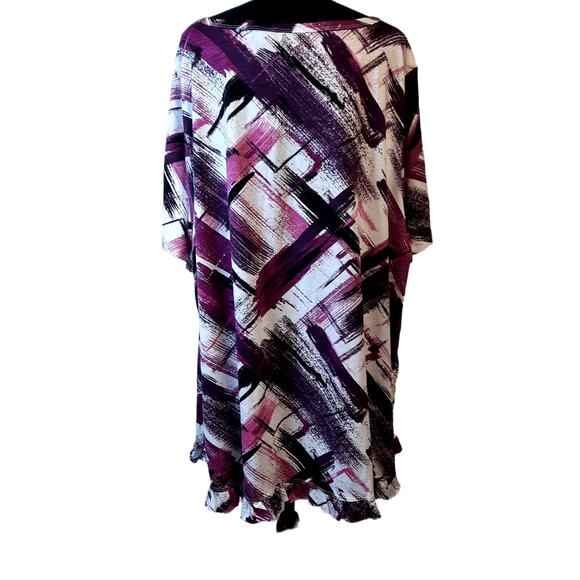 ZIM & ZOE WOMEN'S PLUS‎ 30/32 TUNIC TOP SHORT SLEEVE NEW RUFFLE HEM CASUAL PARTY - Picture 2 of 10